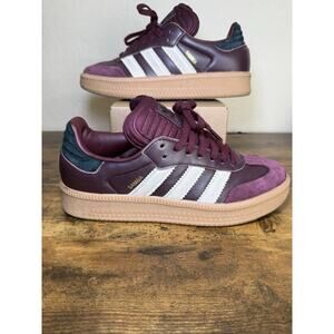 Adidas Samba XLG Maroon Red Burgundy Leather Plum Sneakers Men 8 Women 9.5